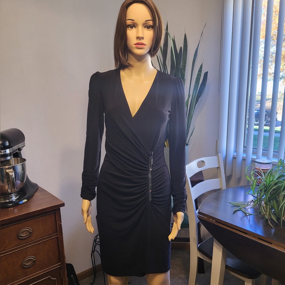 Cache Black Long Sleeve Dress SZ S